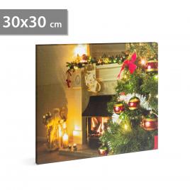 FAMILY POUND - Tablou de Craciun, cu LED - cu agatatoare de perete, 2 x AA, 30 x 30 cm GLZ-58016D
