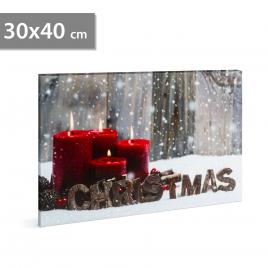 FAMILY POUND - Tablou de Craciun, cu LED - cu agatatoare de perete, 2 x AA, 30 x 40 cm GLZ-58017G