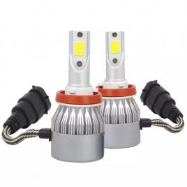 Set 2 leduri cu ventilator 12v-24v, lumina alba 6500k, compatibil h8 , 72w 76000lm