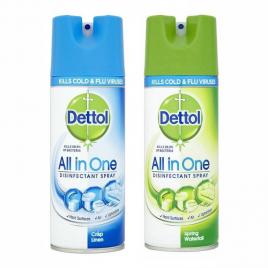 Pachet Dettol 1 x Spray Dezinfectant 400 ml Crisp Linen + 1 x Spray Dezinfectant 400 ml Spring Waterfall