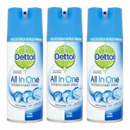 Pachet Dettol 3 x Spray Dezinfectant 400 ml Crisp Linen