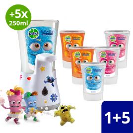 Pachet Promo Dettol No Touch Kids: Dozator sapun lichid cu senzor + 5 rezerve sapun, 250 ml