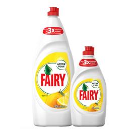 Pachet detergent de vase Fairy Lemon 1300 ml + Fairy Lemon 450 ml