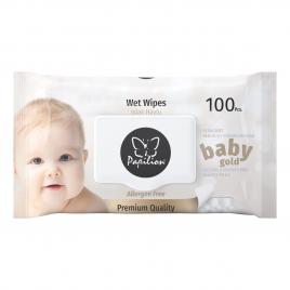 Servetele umede bebelusi, Papilion Baby Gold Allergen Free cu capac, 100 buc