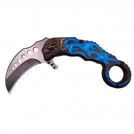 Briceag de vanatoare ideallstore®, blue hell rider, model karambit, 17 cm, albastru