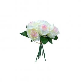 Buchet 7 trandafiri artificiali, alb/roz, 30x20 cm