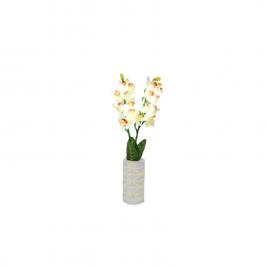 Flori artificiale decorative luminoase cu ghiveci, alb, Orhidee, 75 x 13 cm