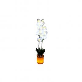 Flori artificiale decorative luminoase cu ghiveci, alb, Orhidee, 82 x 12 cm