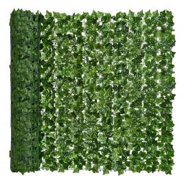 Gard paravan viu cu frunze artificiale verde inchis 300x150 cm