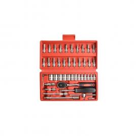 Set 46 de scule pentru automobile si uz casnic, carcasa depozitare, culoare Rosu