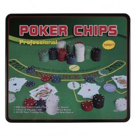 Set poker texas holden negru 500 jetoane, 2 carti, covoras, 3 butoane, cutie