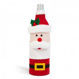 Suport sticle de băutură de Crăciun - Moș Crăciun 3D - poliester - 27 x 12 cm - 58728A