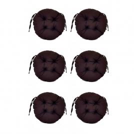 Set perne decorative rotunde, pentru scaun de bucatarie sau terasa, diametrul 35cm, culoare negru, 6 buc/set