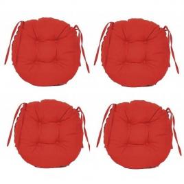Set perne decorative rotunde, pentru scaun de bucatarie sau terasa, diametrul 35cm, culoare rosu, 4 buc/set