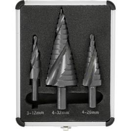 Set 3 burghie metal conice in trepte 4-32 mm premium line v05052 verke