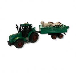 Tractor cu remorca si figurine animale domestice, 38x9x10 cm