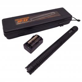 Baston electrosoc si lanterna ideallstore®, renegade x8, metalic, 35 cm, negru, cutie inclusa