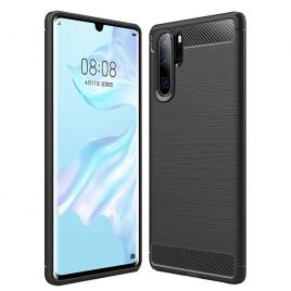 Husa carbon silicone pentru huawei p30 pro, negru