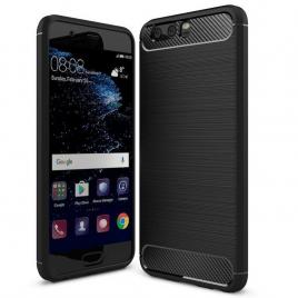 Husa carbon silicone pentru huawei p10 plus, negru