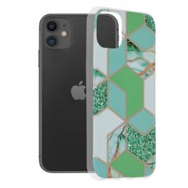 Husa iphone 11, techsuit marble series, green hex