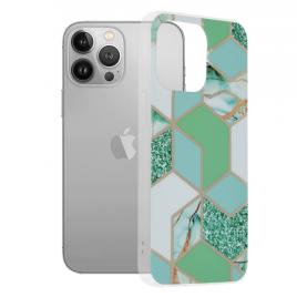 Husa iphone 13 pro, techsuit marble series, green hex