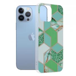 Husa iphone 13 pro max, techsuit marble series, green hex