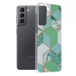 Husa samsung galaxy s21, techsuit marble series, green hex