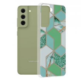 Husa samsung galaxy s21 fe , techsuit marble series, green hex