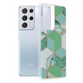 Husa samsung galaxy s21 ultra, techsuit marble series, green hex