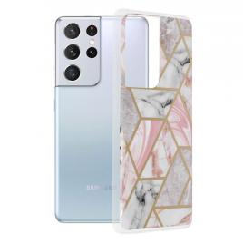 Husa samsung galaxy s21 ultra, techsuit marble series, pink hex