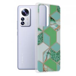 Husa xiaomi 12 pro, techsuit marble series, green hex