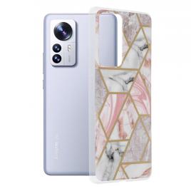 Husa xiaomi 12 pro, techsuit marble series, pink hex