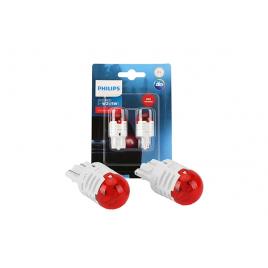 Set 2 becuri led exterior 12v w21/5 red w3x16q ultinon pro3000 si philips