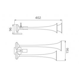 Claxon rosu camion cu doua goarne 24v 1a