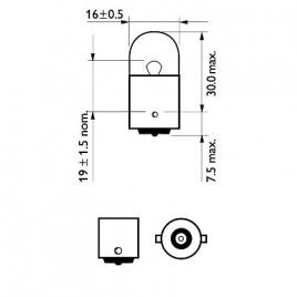 Set 2 becuri auxiliare r10w 12v (blister) vision philips