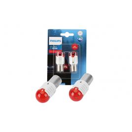 Set 2 becuri led exterior 12v p21 red ba15s ultinon pro3000 si philips