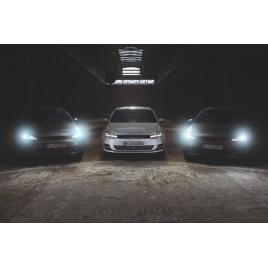 Set 2 faruri led pentru vw golf vii (2012-2016) crom ledriving xenon / pozitie halogen ledhl104-cm osram