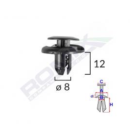 Clips fixare elemente roata pentru honda/mitsubishi 8x12mm - negru set 10 buc