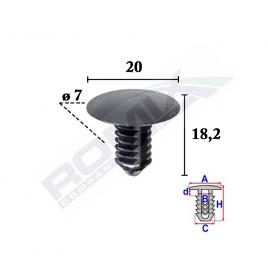 Clips tapiterie pentru grup vag 7x18.2mm negru - set 10 buc