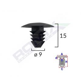 Clips tapiterie pentru grup vag 9x15mm - negru set 10 buc