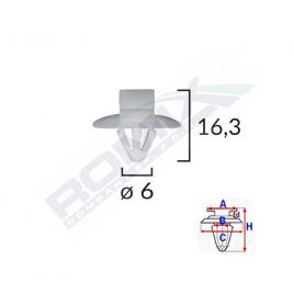 Clips fixare elemente exterioare pentru iveco/opel/renault 6x16.3 - gri set 10 buc