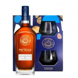 Metaxa 12* cu pahare, brandy 0.7l