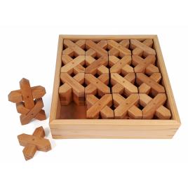 Blocuri din lemn in forma de x set de construit cu 48 piese si tava