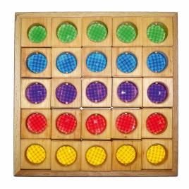 Set 25 cuburi din lemn cu fereastra colorata bauspiel