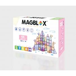 Set magnetic magblox - 66 piese magnetice de constructie pastel transparente