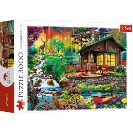 Puzzle trefl 3000 piese - cabana din padure