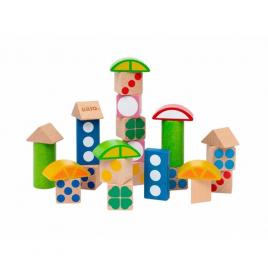Set cuburi din lemn cu modele colorate brio 25 piese
