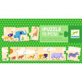 Puzzle djeco 10 piese - de la mic la mare
