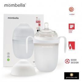 Biberon anticolici mombella breast-like 300 ml, tetina 360° xl flux consistent, 100% silicon, ivory