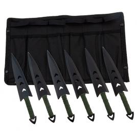 Set sase cutite de aruncat ideallstore®, army fury, otel inoxidabil, 16.5 cm, negru